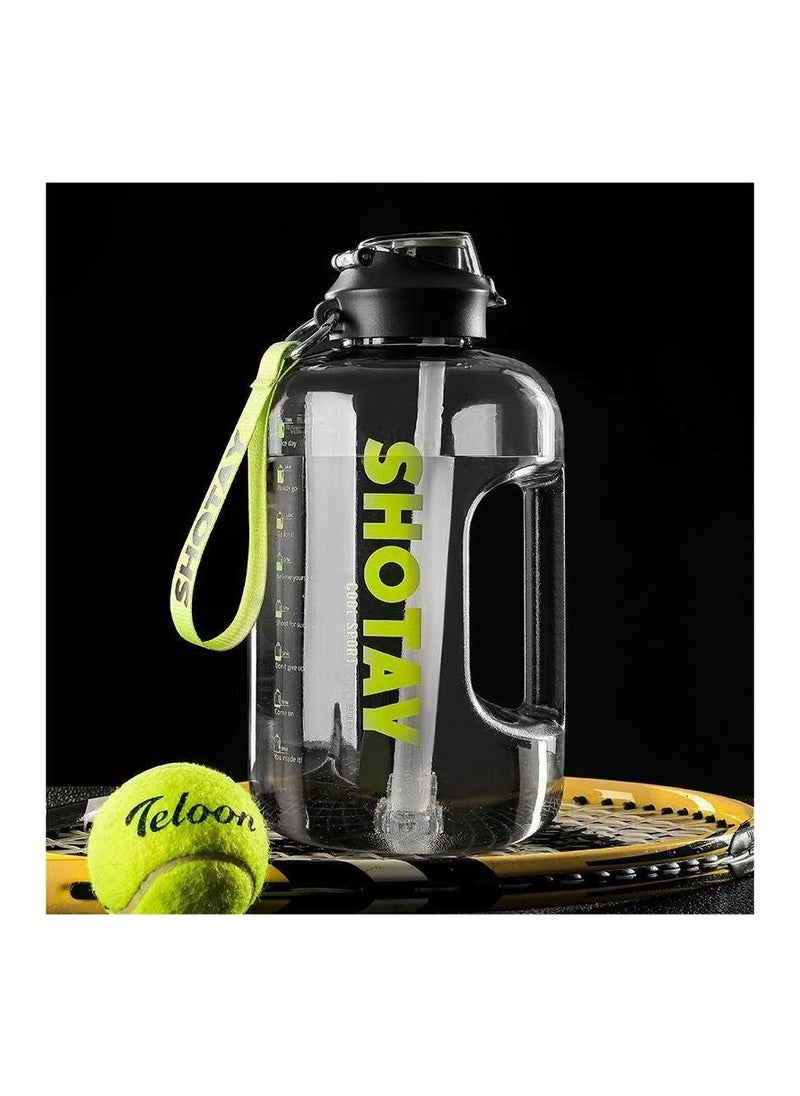 Generic - Healthy plastic water bottle 1500 ml, with removable straw used for travel,gym, fitness, outdoor sports, home, school, gym, yoga & office-black - Image 1