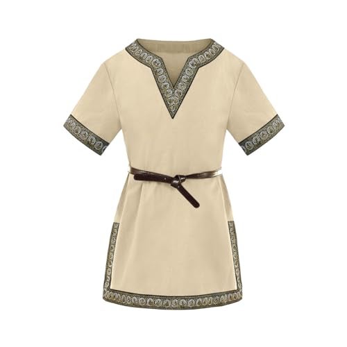 CAMDOM Boys Renaissance Viking Pirate V Neck Shirt Medieval Knight Costume Tops - Image 5