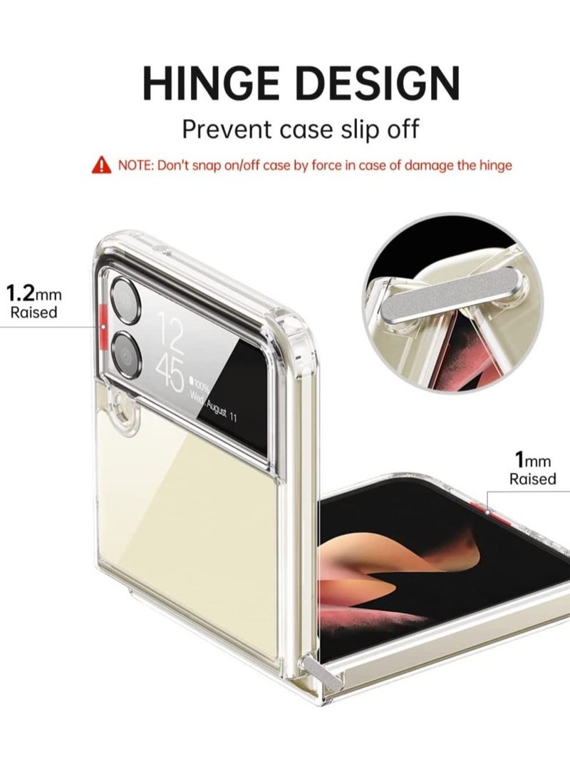 Raxoom Case for Samsung Galaxy Z flip 4 5G 2022, Clear Slim Phone Case with Transparent Hard PC Back, Soft TPU Edges, Hinge, Non-Yellowing Shockproof Thin Protective Cover for Z flip 4 - Crystal - Image 4