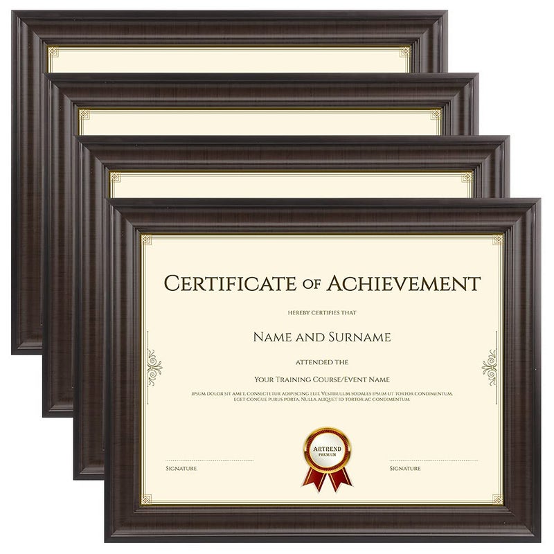 Memory Island Document Diploma Picture Frames 8.5x11 Brown Wood Grain 4 Pack - Image 1