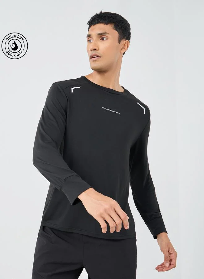 ستايلي اكتيف تيشيرت بأكمام طويلة مطبوع بأسلوب بسيط ومقاس عادي