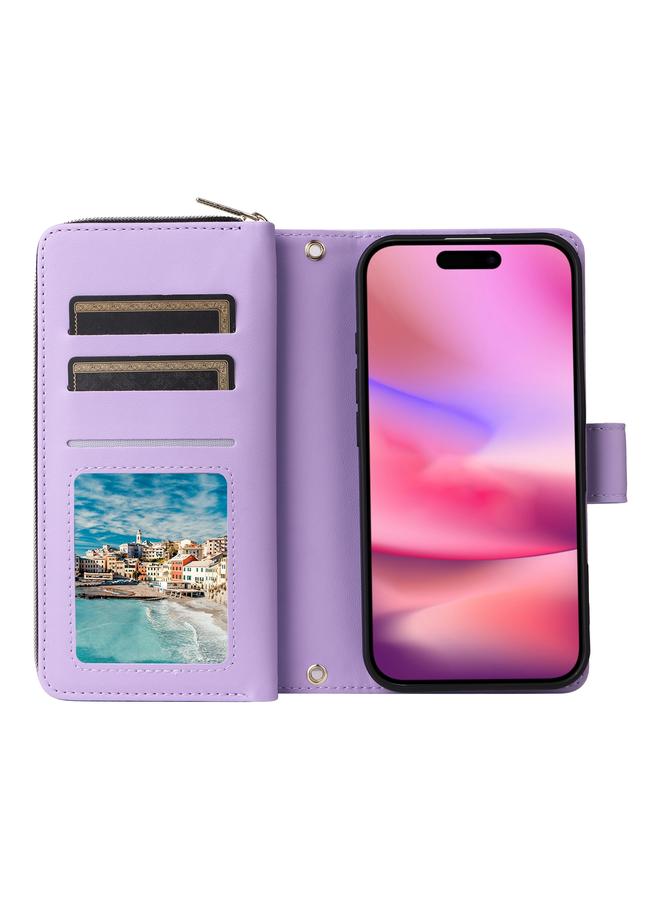 S-TOP Case For iPhone 16 Plus Nine-card Slots Zipper Wallet Bag Leather Phone Case - Image 4