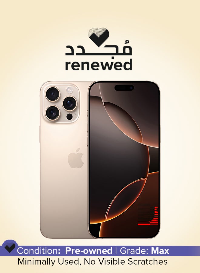 Apple Renewed - iPhone 16 Pro Max 256GB Desert Titanium 5G With Facetime - Middle East Version - Image 1