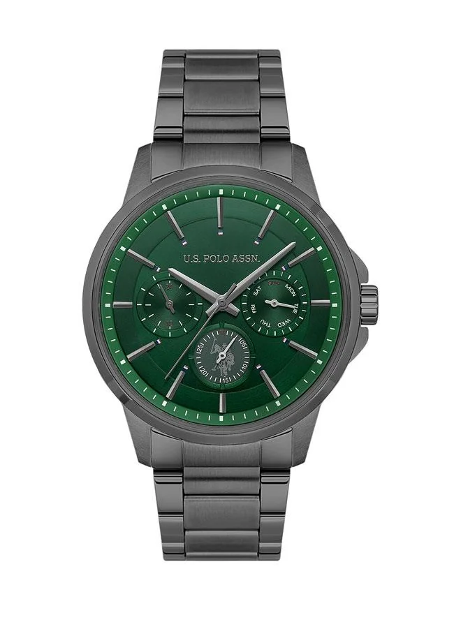 U.S. Polo Assn. Crossing Men's 44mm Watch with Green Dial, Gunmetal Case & Bracelet - USPA1000B-05