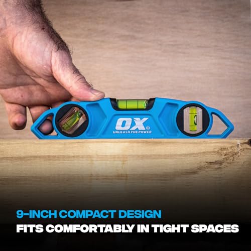 OX Tools Pro 9 inch Magnetic Torpedo Levels - Adjustable 3-Vial 230mm Die Cast Aluminum Body Level V-Groove Base - Milled Surface Rare Earth Magnet Body Pipe Level Craftsman Tools OX-P027625 - Image 3