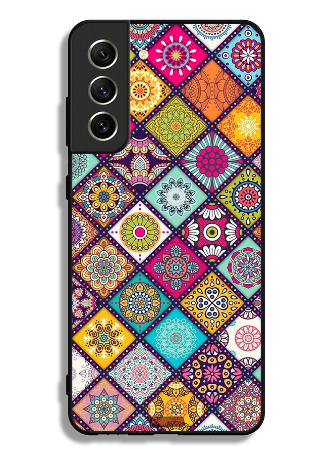 Tolwak Samsung Galaxy S21 FE 5G Protective Case Cover Mandala Squares Pattern - Image 3