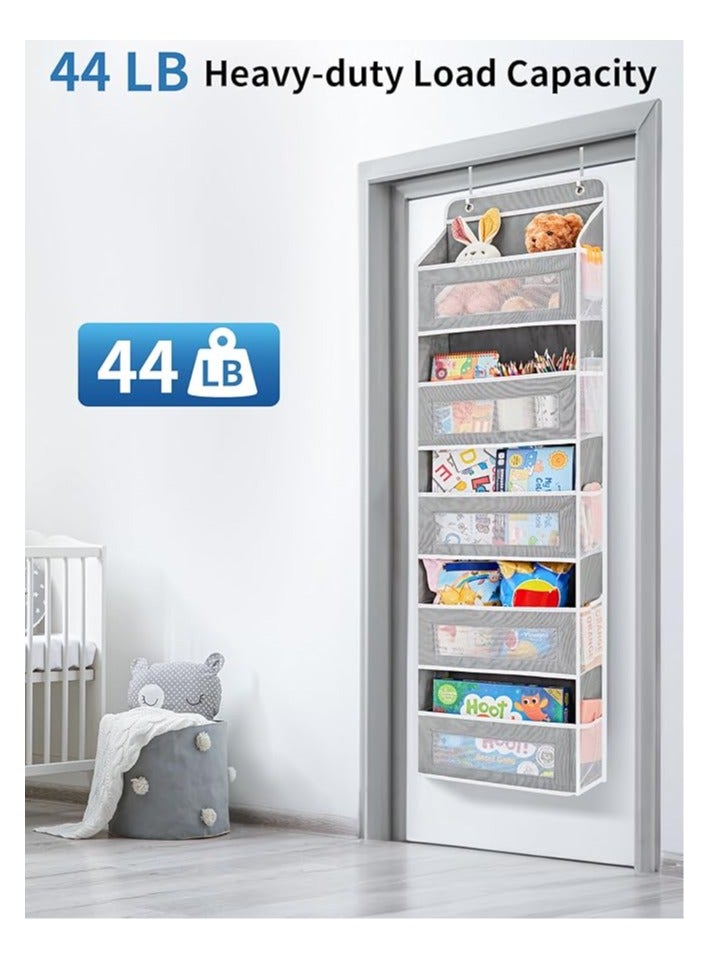 Arabest Over The Door Organizer Storage, 5 Shelf Hanging Door Organizer with 5 Large Capacity Pockets, Anti Tilt 44 lb Load Behind Door Organizer for Bedroom, Bathroom, Pantry, Nursery, (Grey) - Image 5