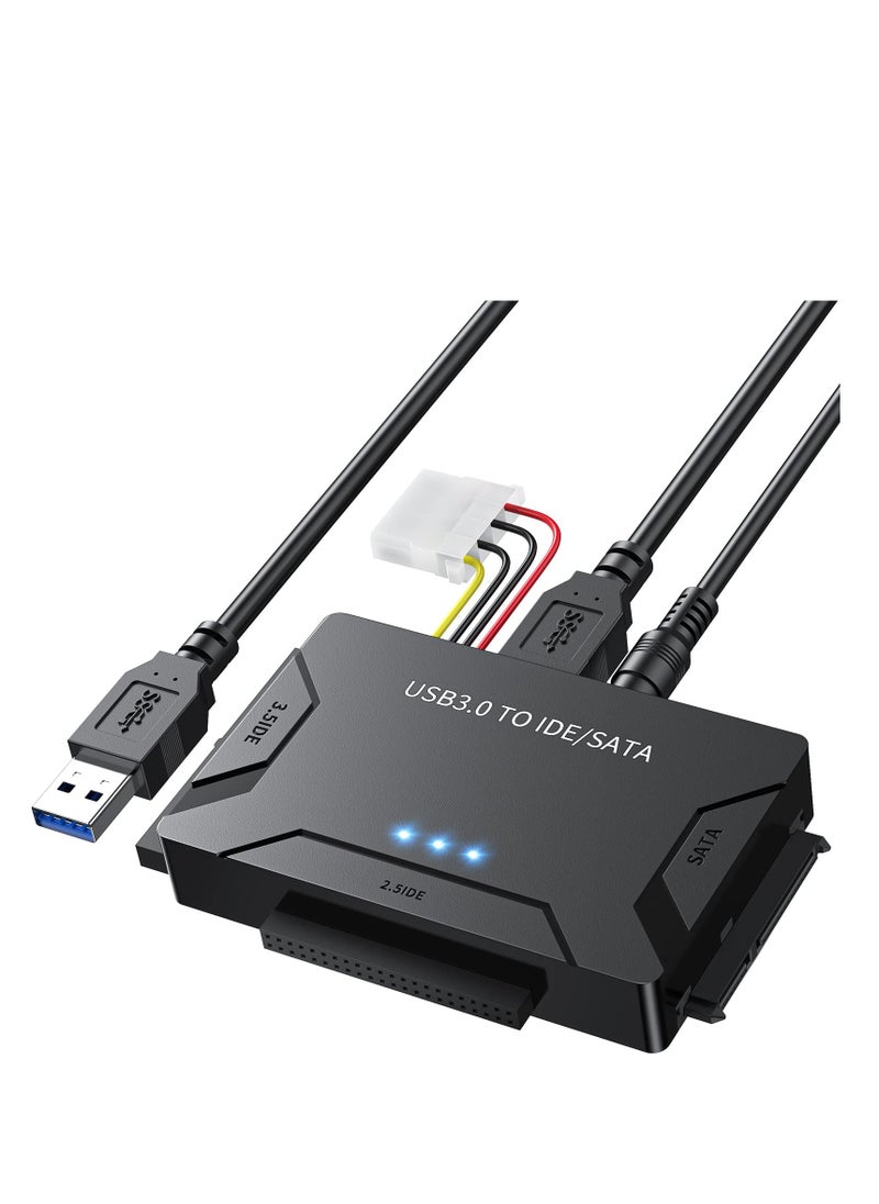 SYOSI محول USB 3.0 إلى IDE وSATA، محول محرك الأقراص الصلبة IDE، قارئ محرك الأقراص الصلبة الخارجي، محول استرداد لمحرك الأقراص الصلبة العالمي 2.5 بوصة/3.5 بوصة، محول محرك الأقراص الصلبة متضمن طاقة 12 فولت/2 أمبير  - Image 1