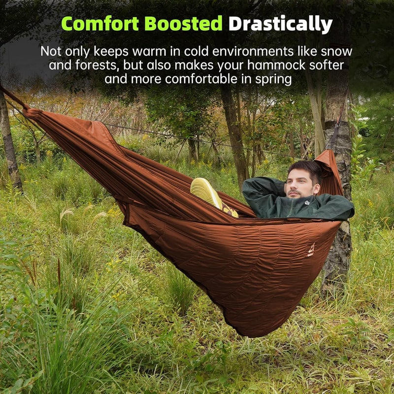 CROSSHIP Hammock Underquilt for Camping Hammock - Brown - Full Length Camping Quilt for Lightweight Soft Warm 3-4 Seasons 41-68°F, for Hiking Backpacking Traveling Beach (Hold Up to 500lbs) - Image 3