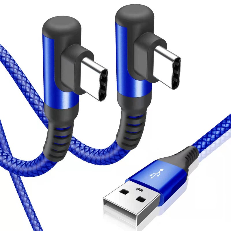 sweguard USB Type C Charger Cable Right Angle [2-Pack,6.6FT] 3.1A Nylon Braided Cord for iPhone 17 16 15 Pro Max Plus iPhone Air Samsung Galaxy S26 S25 S24 S23 S22 S21 Note 20 A15 Flip Pixel LG Moto - Image 1