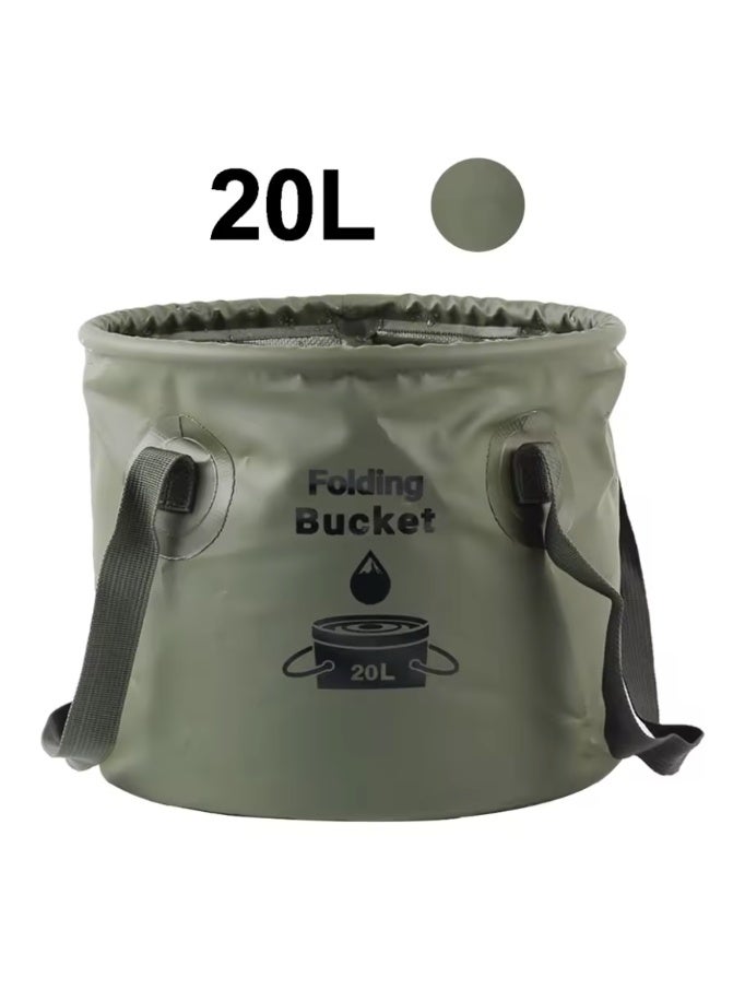 دلو متعدد الوظائف قابل للطي للتخزين في الهواء الطلق مناسب للأنشطة الخارجية والرياضة والسفر والتخييم والمشي لمسافات طويلة وصيد الأسماك - Image 1