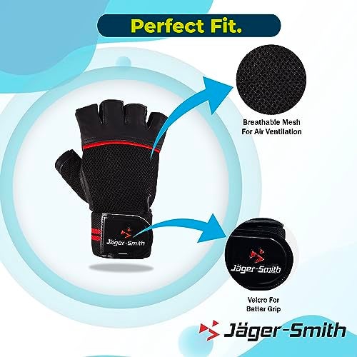 Jager_Smith Jager-Smith SG 201 Gym Gloves with Breathable mesh for Men & Women with Wrist Support for Weightlifting, Training, Exercise, Cycling Gloves, Bike Sports Gloves - Image 3