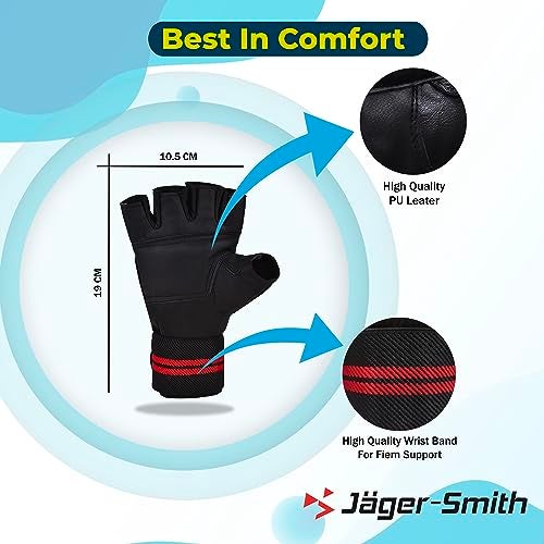 Jager_Smith Jager-Smith SG 201 Gym Gloves with Breathable mesh for Men & Women with Wrist Support for Weightlifting, Training, Exercise, Cycling Gloves, Bike Sports Gloves - Image 2