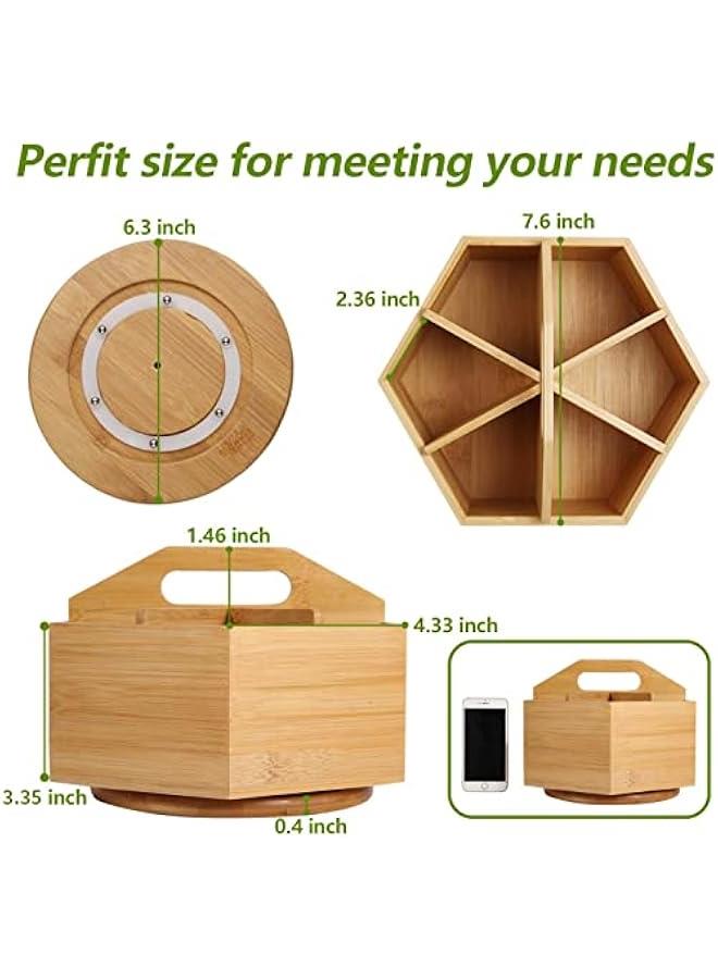 Arabest Bamboo Art Supply Organizer, Rotating Pencil Pen Holder, Office Supplies Desktop Storage Caddy, Like Colored Pencils, Pen, Markers, Paint Brushes - Image 2