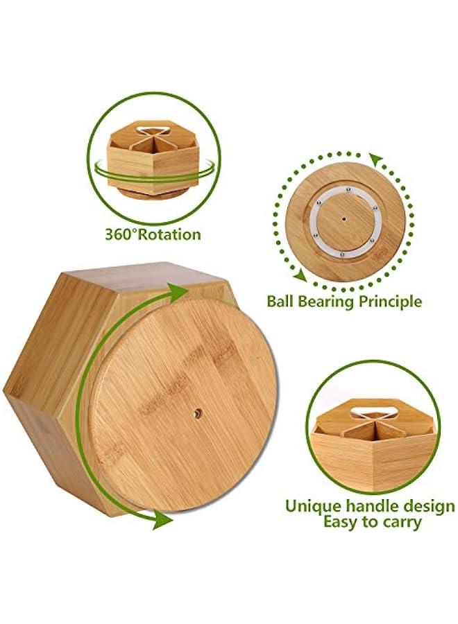 Arabest Bamboo Art Supply Organizer, Rotating Pencil Pen Holder, Office Supplies Desktop Storage Caddy, Like Colored Pencils, Pen, Markers, Paint Brushes - Image 3