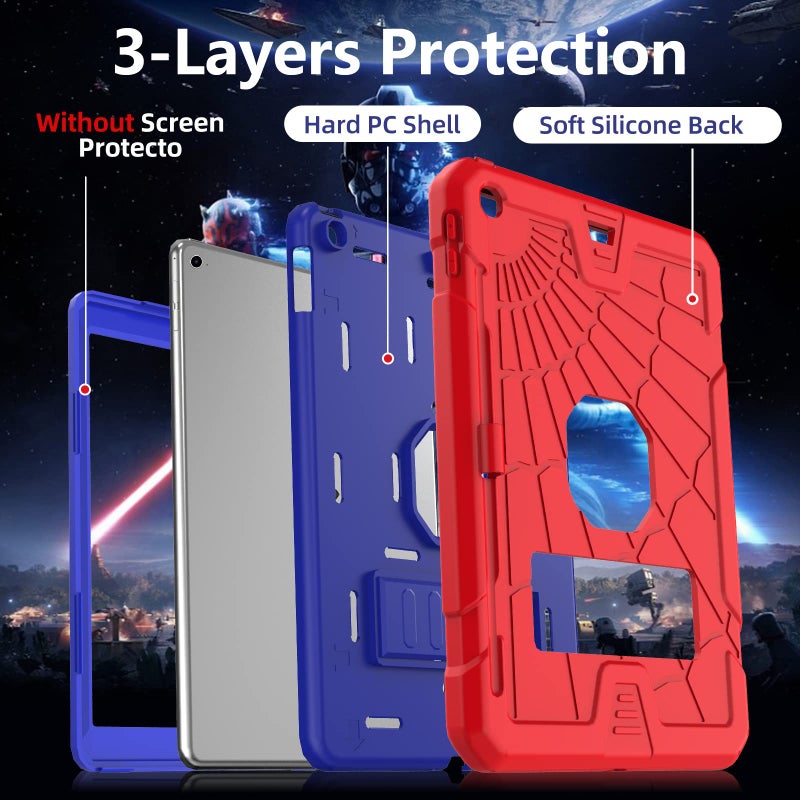 SIBEITU New iPad 5th 6th Generation Case 9.7 inch 2017 2018 Released with Stand & Pencil Holder | Kids Friendly 3-Layer Heavy Duty Rugged Protective Shockproof | Red & Blue - Image 4