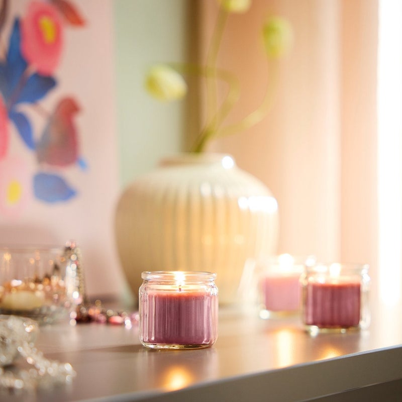 Baitique 8-Piece Scented Glass Candle Set – Red Berry, Light Pink, 12-Hour Burn - Image 3