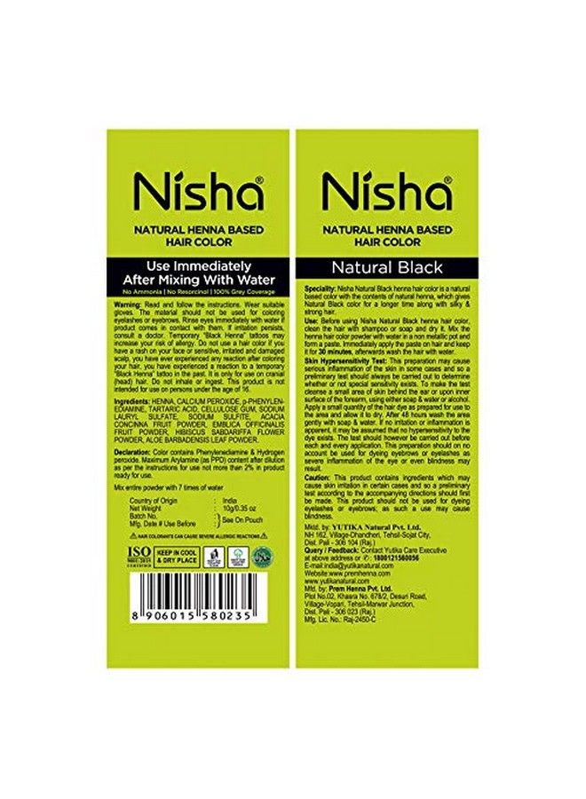 Nisha Black Hair Color Dye Hair Henna With 1 Hair Dye Brush 10G (Pack Of 10) Natural Black - Image 4