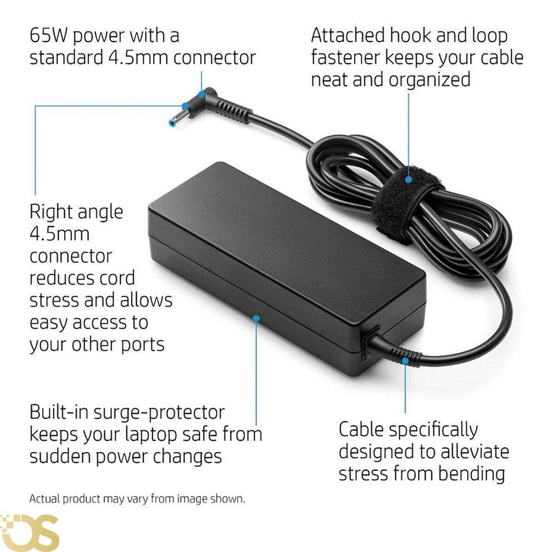 OS Laptop charger compatible with Hp, comes with a connector size (4.5×3.0mm) ENVY (4530), suitable for compatible devices with the same standard specifications, includes the adapter and AC power cable, safe, fast, and stable charging, with a 1-month warranty from OS STORE. - Image 4