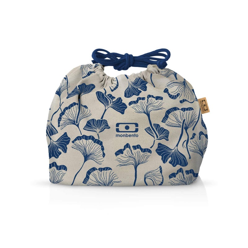monbento  Lunch Bag MB Pochette M Ginkgo  Polyester and Cotton Lunch Tote  For Work Lunch Packing  Can Contain a Bento Box MB Original or MB Tresor  Japanese Pattern  Pink  Blue