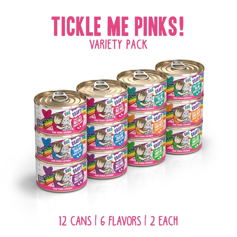 Weruva B.F.F. OMG - Best Feline Friend Oh My Gravy!, Tickle Me Pinks! Variety Pack, 2.8oz Can (Pack of 12) - Image 2