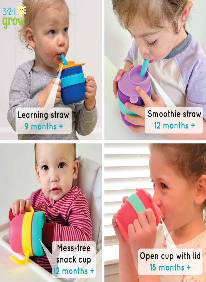 321 Grow Easy Learn Drink and Snack Set - Baby + Toddler Silicone Learning Cup & Snack Set, Training Cup for Straw and Open Cup Independence - Dishwasher Safe (Plum) - Image 4