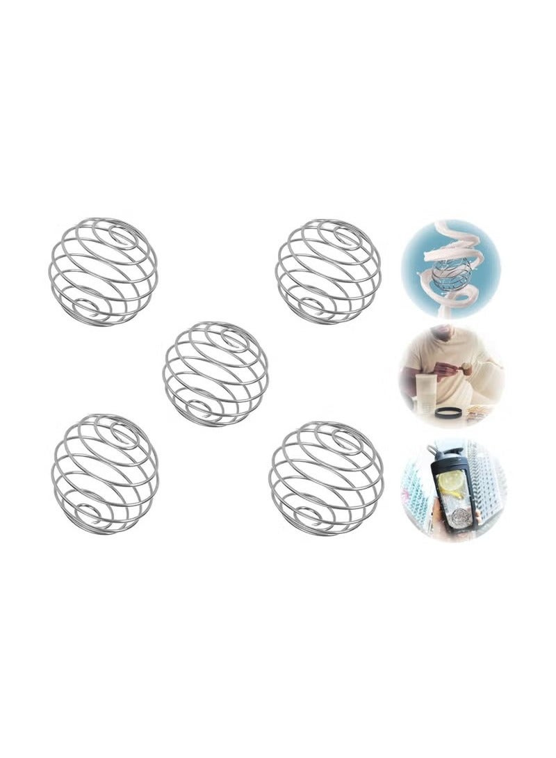 Food Grade Stainless Steel Shaker Balls, Spring Shaker Balls, Wire Whisk Ball Replacement, Milkshake Egg White Mixing Balls for Shaker Bottle Mixer for Home, Office, Cafe, Restaurant.5pcs 2 inc  - Image 1