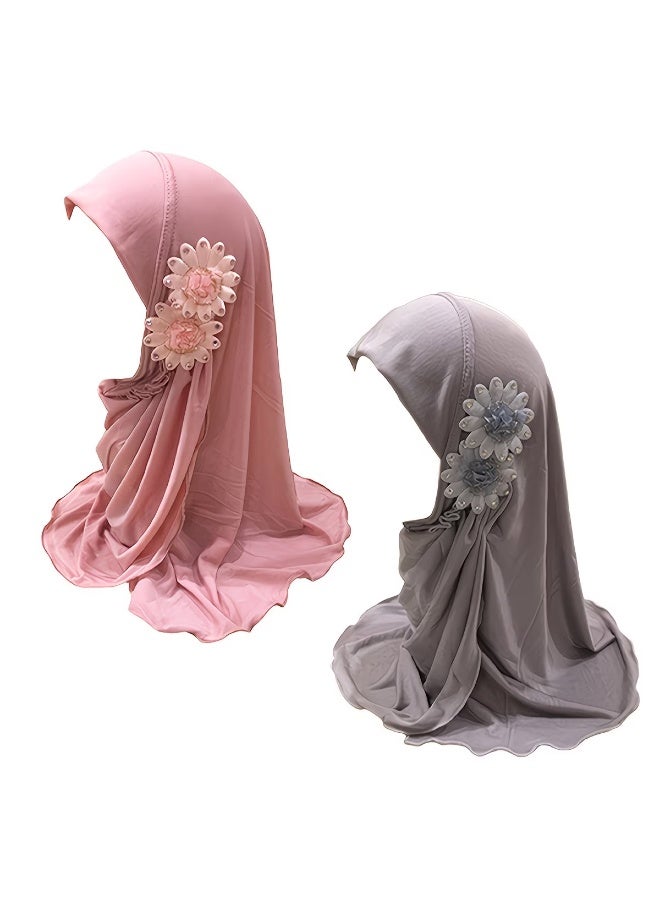 Bincoo 2 PCS Muslim Hijab for Girls, Neck Scarf Breathable Comfortable Easy for Daily Use Travel Ramadan EidWear - Image 5