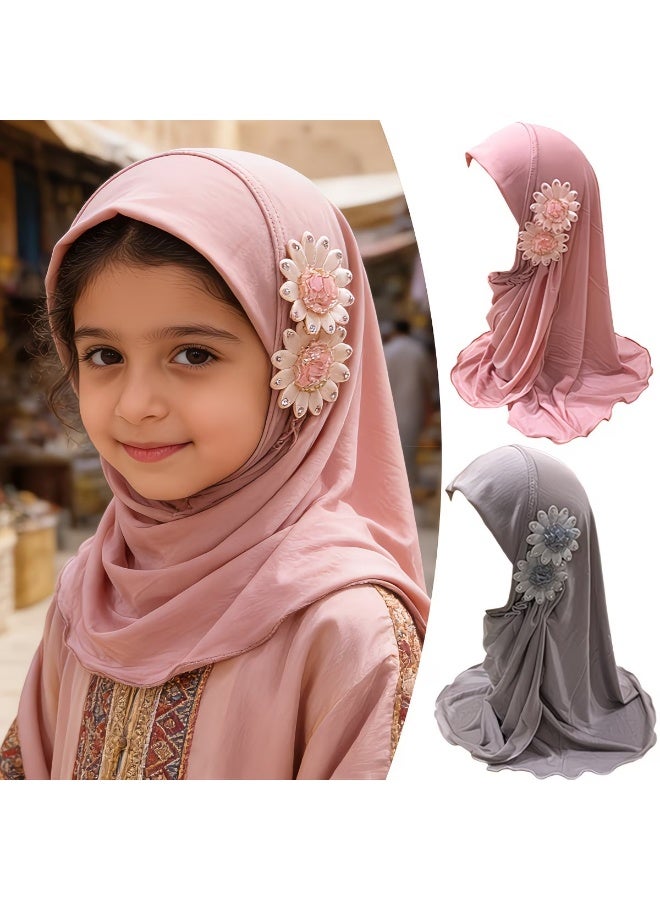 Bincoo 2 PCS Muslim Hijab for Girls, Neck Scarf Breathable Comfortable Easy for Daily Use Travel Ramadan EidWear - Image 1
