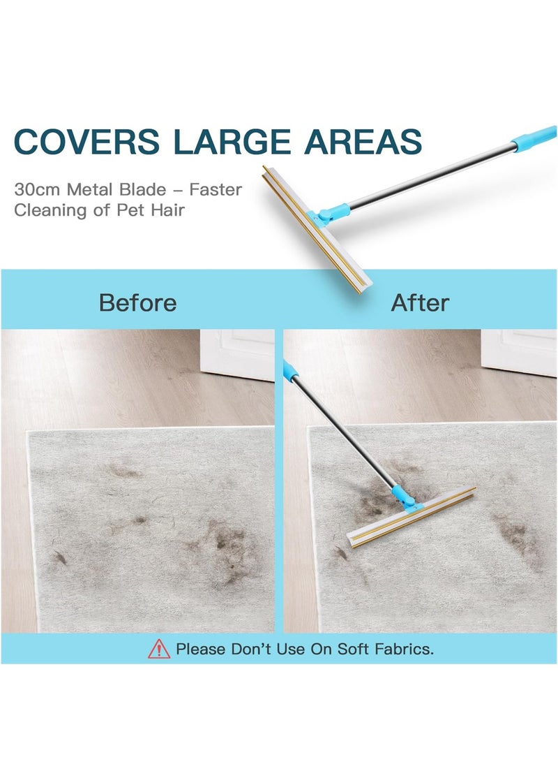 KASTWAVE Pet Hair Remover for Carpet, 3Pcs Pet Hair Removal Tool with Telescopic 55" Handle Carpet Rug Rake for Dog Cat Hair Removal with 180° Rotation Carpet Scraper, Pet Hair Removal Broom - Image 5