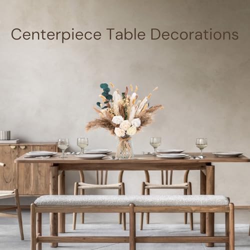 RyddeligHome 100pcs Artificial Flowers Arrangement With Vase Included, Dining Table Centerpiece Decorations, Fake Flowers in Vase, Dried Pampas Grass Floral Centerpieces, Coffee Table Decor, Centro de Mesa - Image 4
