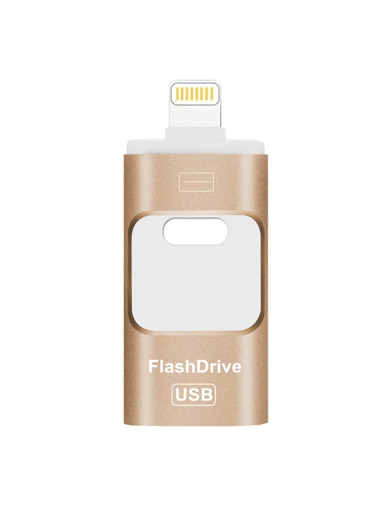 AROAQ 32GB USB Flash Drive, Shock Proof Durable External USB Flash Drive, Safe And Stable USB Memory Stick, Convenient And Fast I-flash Drive for iphone, (32GB Gold Color)  - Image 1
