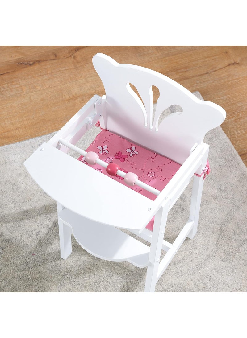 KidKraft KidKraft Lil Doll Wooden High Chair Furniture for 18Inch Dolls with Fabric Seat Pad  - Image 4