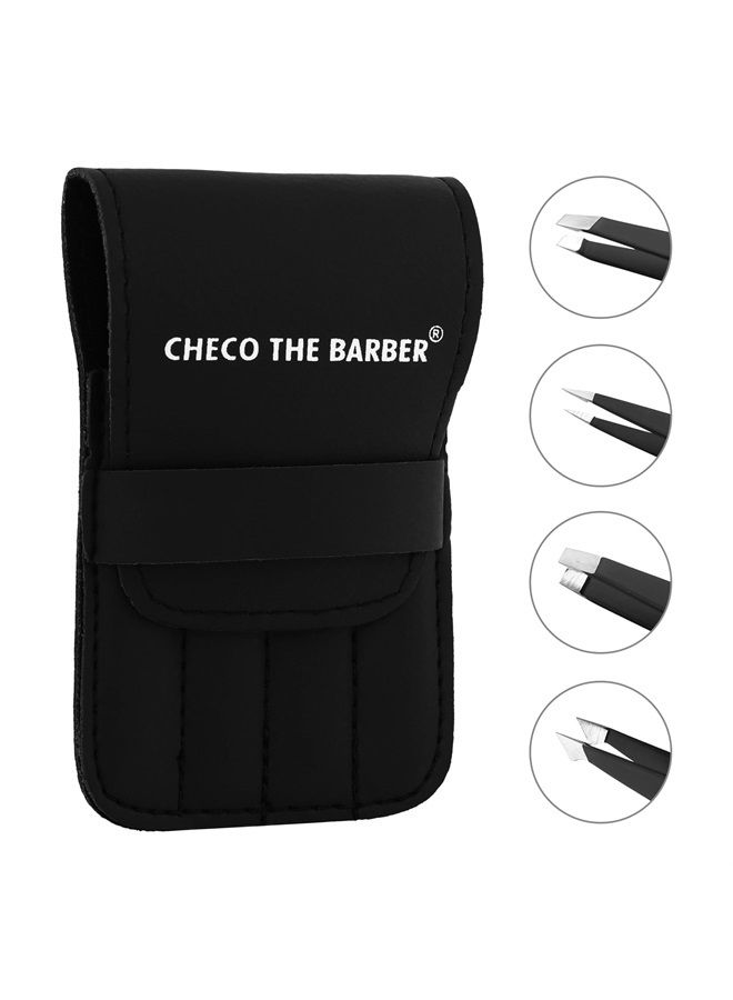 CHECO THE BARBER Tweezers Set, Professional Stainless Steel Tweezers High Precision for Facial Hair, Ingrown Hair, Splinters, Blackheads and Eyebrows - Image 2