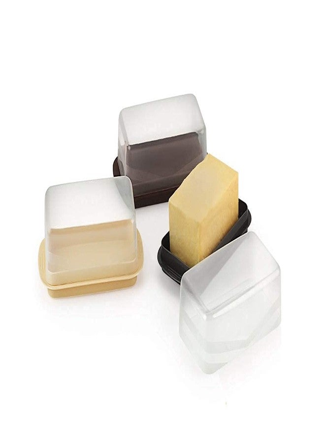 Meetzone طبق زبدة ميتزون مع غطاء، طبق زبدة بلاستيكي مع أغطية، حافظة زبدة بلاستيكية، آمن للاستخدام في غسالة الصحون (متعدد الألوان) (عبوة من قطعة واحدة) - Image 4