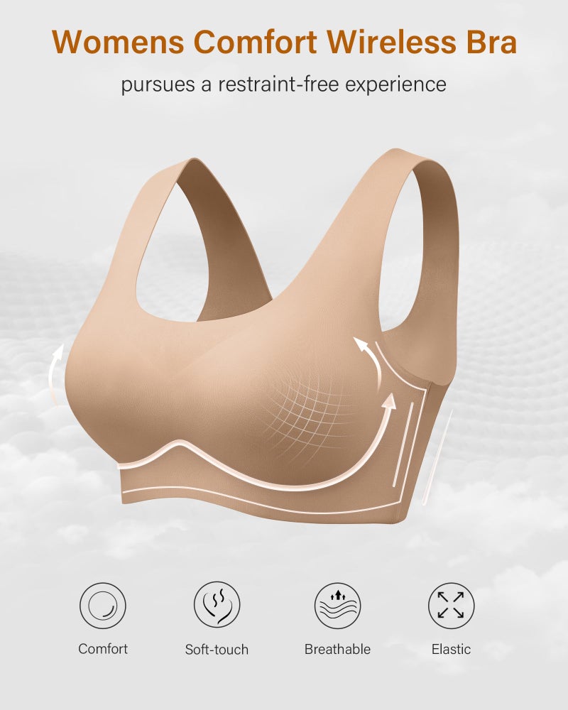DEANGELMON Wireless Bras for Women No Underwire Seamless Full Coverage T-Shirt Pullover Sleep Bra Comfort Lounge Bralette(Skin,M) - Image 3