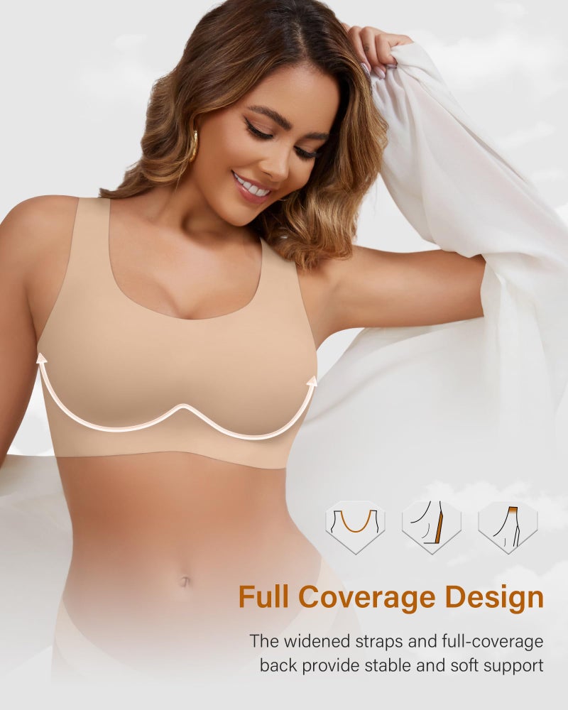 DEANGELMON Wireless Bras for Women No Underwire Seamless Full Coverage T-Shirt Pullover Sleep Bra Comfort Lounge Bralette(Skin,M) - Image 4