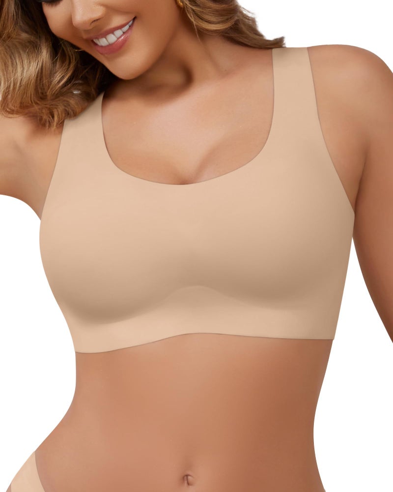 DEANGELMON Wireless Bras for Women No Underwire Seamless Full Coverage T-Shirt Pullover Sleep Bra Comfort Lounge Bralette(Skin,M) - Image 2