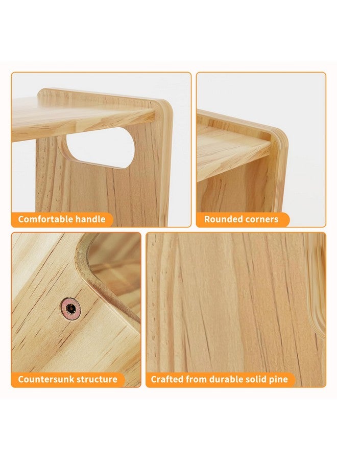 Wiifo Wooden Step Stool,Two Step Stool for Kids,Toddler Montessori Stool Supports 300 lbs Kids Toddler Stepping Stool for Bathroom Sink/Toilet/Kitchen/Bed,Natural - Image 5