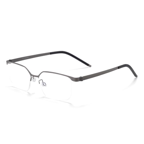 ZanyLen Superlight Titanium Blue Light Blocking Glasses Stylish Semi-rimless Rectangle Computer Gaming Eyeglasses (Gunmetal) - Image 1