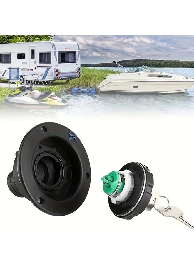 Black RV Water Inlet Gravity Fill Port with Lock and 2 Keys for Campers Trailers Boats - Image 4