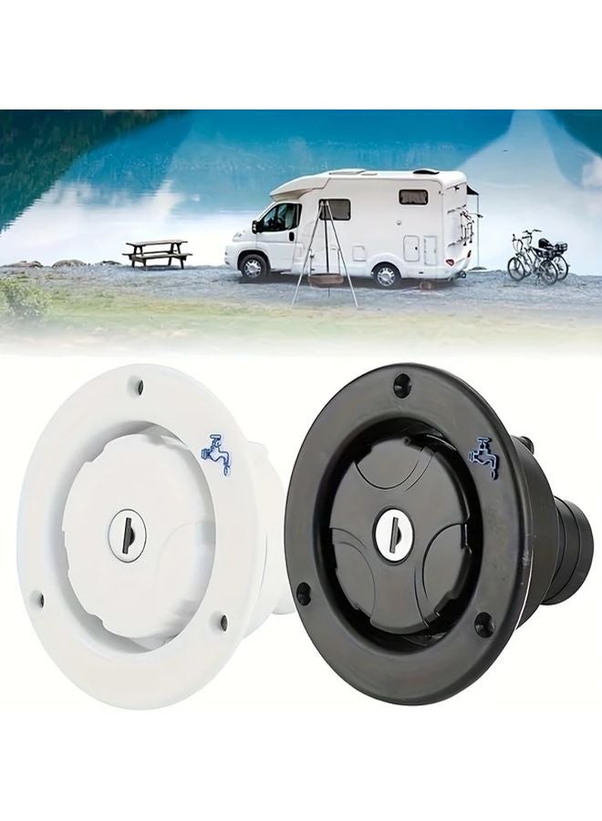 Black RV Water Inlet Gravity Fill Port with Lock and 2 Keys for Campers Trailers Boats - Image 2