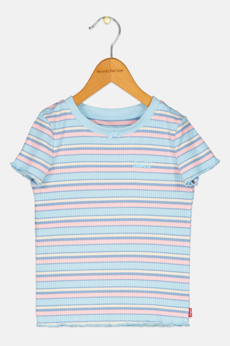 Levi's Toddlers Girl Crew Neck Short Sleeve Embroidered Logo Top, Multicolor - Image 1