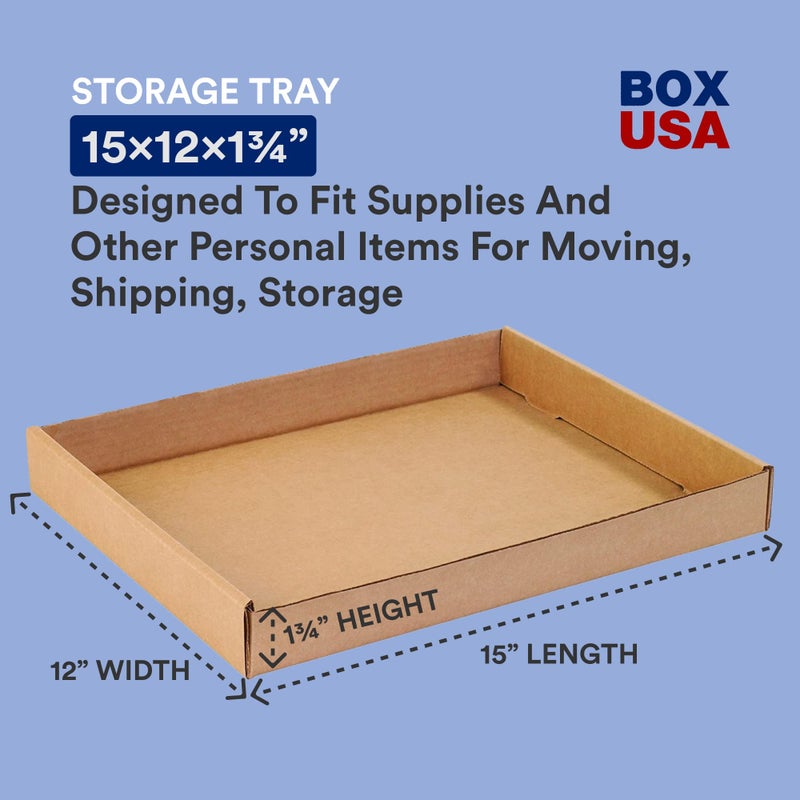 BOX USA صناديق تخزين الولايات المتحدة 15"L x 12"W x 1.75"H، 50-عبوة | صينية كرتون مضلع للتعبئة، النقل والتخزين - Image 2