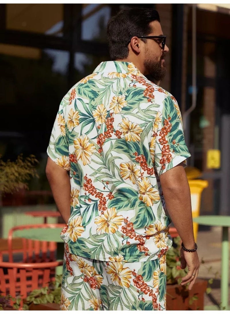 Men's Summer Beachwear Set - Hawaiian Print Shirt & Shorts, Lightweight, Breathable, Extra Large - Image 4