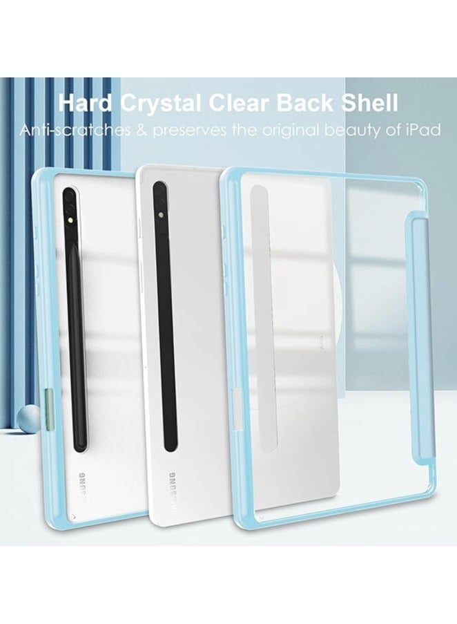 Case Compatible with New Samsung Galaxy Tab S8 Plus 2022/Tab S7 FE 2021/Tab S7 Plus 2020 12.4 Inch Built-in Pencil Holder, for Tab S9 FE+/S9 Plus/S10+ 12.4 inch with Hard Clear Back Cover (Baby Blue)  - Image 2