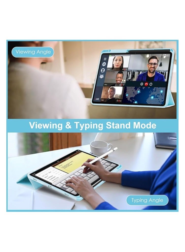 Case Compatible with New Samsung Galaxy Tab S8 Plus 2022/Tab S7 FE 2021/Tab S7 Plus 2020 12.4 Inch Built-in Pencil Holder, for Tab S9 FE+/S9 Plus/S10+ 12.4 inch with Hard Clear Back Cover (Baby Blue)  - Image 3
