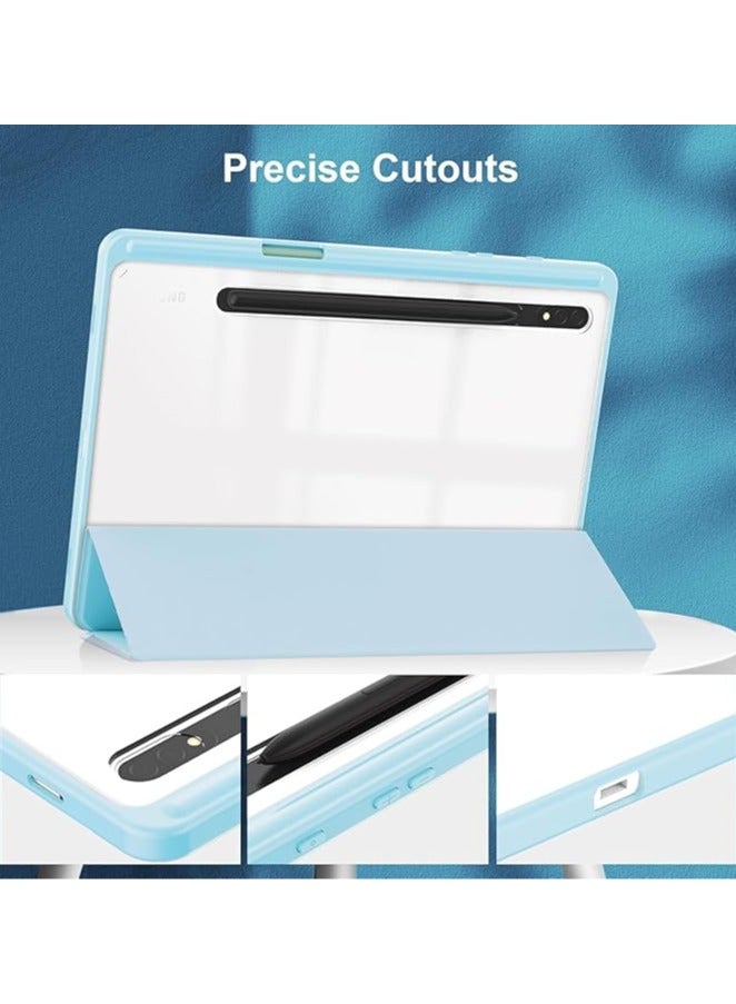 Case Compatible with New Samsung Galaxy Tab S8 Plus 2022/Tab S7 FE 2021/Tab S7 Plus 2020 12.4 Inch Built-in Pencil Holder, for Tab S9 FE+/S9 Plus/S10+ 12.4 inch with Hard Clear Back Cover (Baby Blue)  - Image 4