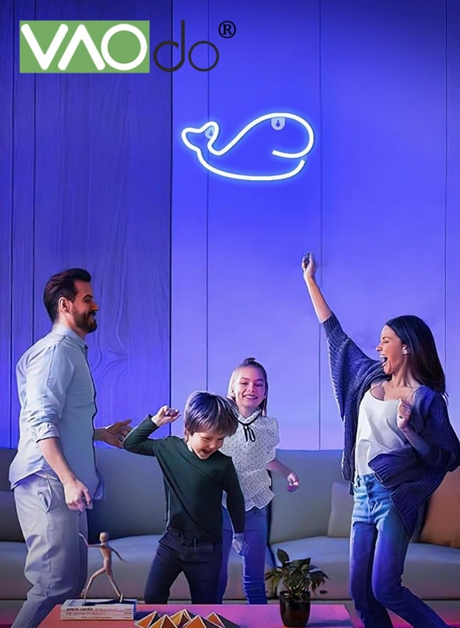فاو دو لافتة نيون الحوت، لافتات نيون تعمل بالنيون USB، إشارات ضوئية نيون تعمل بالنيون USB، إضاءة ليلية LED، زينة حفلة الحوت تحت البحر للمطاعم والحضانة المنزلية - Image 2