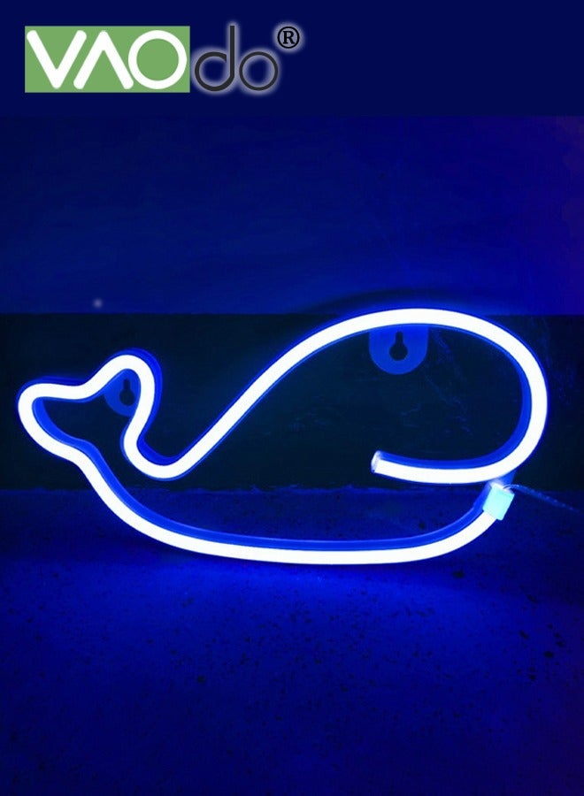 فاو دو لافتة نيون الحوت، لافتات نيون تعمل بالنيون USB، إشارات ضوئية نيون تعمل بالنيون USB، إضاءة ليلية LED، زينة حفلة الحوت تحت البحر للمطاعم والحضانة المنزلية - Image 3